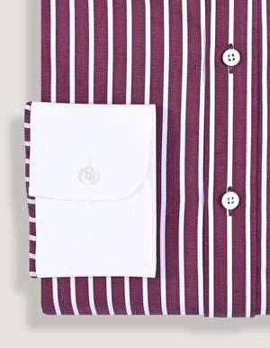 Camisa formal rayas burdeos claro cuello contrastante hombre - Brian Oak - 4