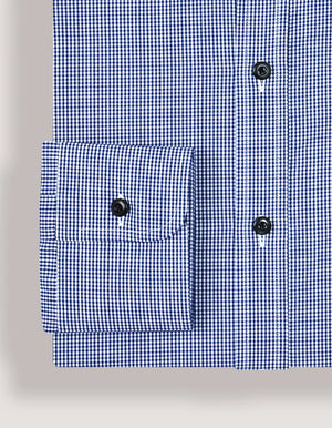 Men's Royal Blue Mini Check Shirt - Brian Oak - 4