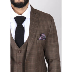IM2 - Men's Brown Check 3 Piece Suit