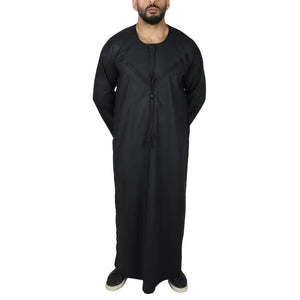 Men's Thobe Jubba String Tassel Emirati Omani Kaftan-TruClothing