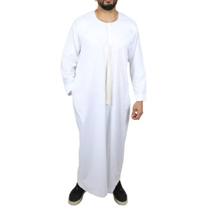 Men's Thobe Jubba String Tassel Emirati Omani Kaftan-TruClothing