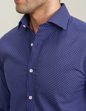Chemise motif bambou bleu égyptien homme - Brian Oak - 5