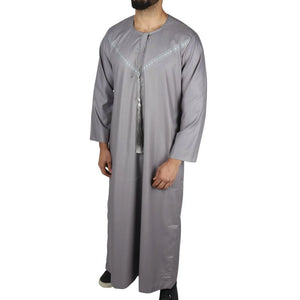 Men's Thobe Jubba String Tassel Emirati Omani Kaftan-TruClothing