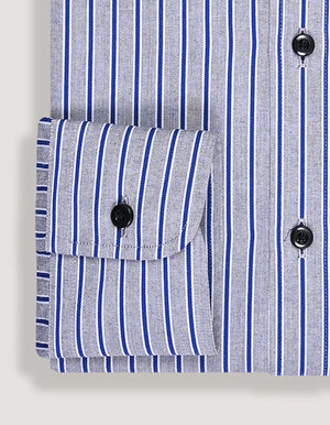 Herren Hemd royalblau gestreift grau Baumwolle für Männer - Brian Oak - 4