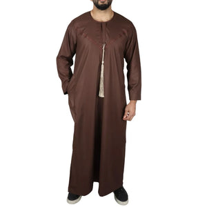 Men's Thobe Jubba String Tassel Emirati Omani Kaftan-TruClothing