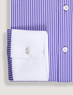 Men's Violet Stripe Shirt with Contrast Collar - Brian Oak - 4
