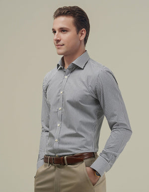 Chemise formelle rayée noir et blanc homme coton - Brian Oak - 4