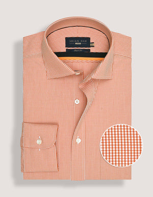 Men's Orange And White Checkered Shirt - Brian Oak - 5