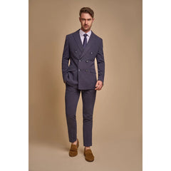 Herren Zweireiher Blazer Marineblau Smart Formal Anzug Jacke