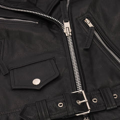 Women's Brando Tassel Fringe Cow Hide Biker Leather Jacket