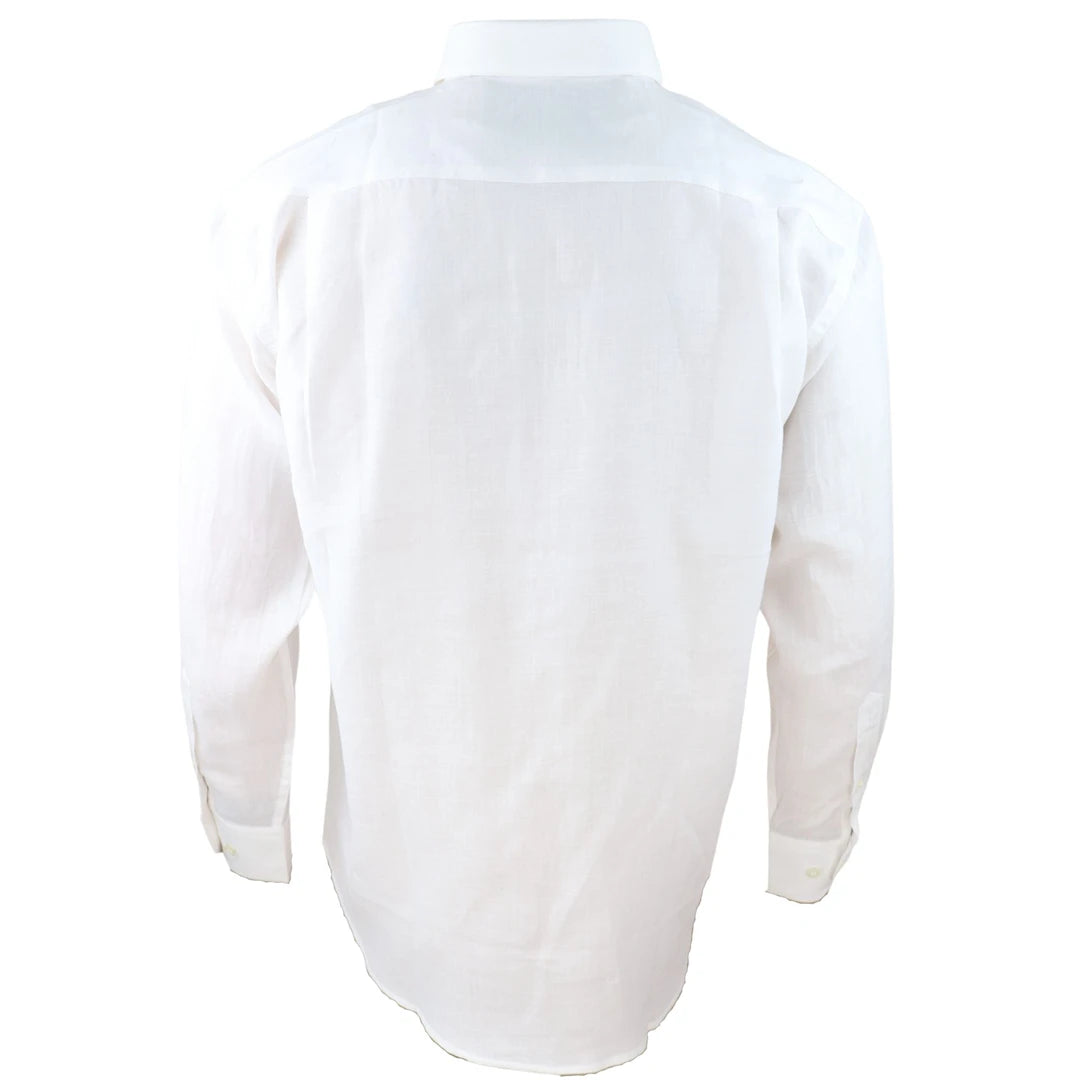 Camisa de verano de lino para hombres tela transpirable manga completa