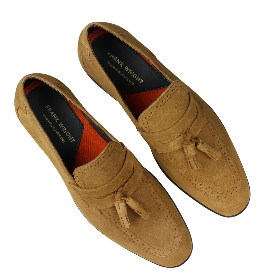 Mens Slip On Loafer Shoes Tassel Real Suede Smart Casual Dress Driving Classic