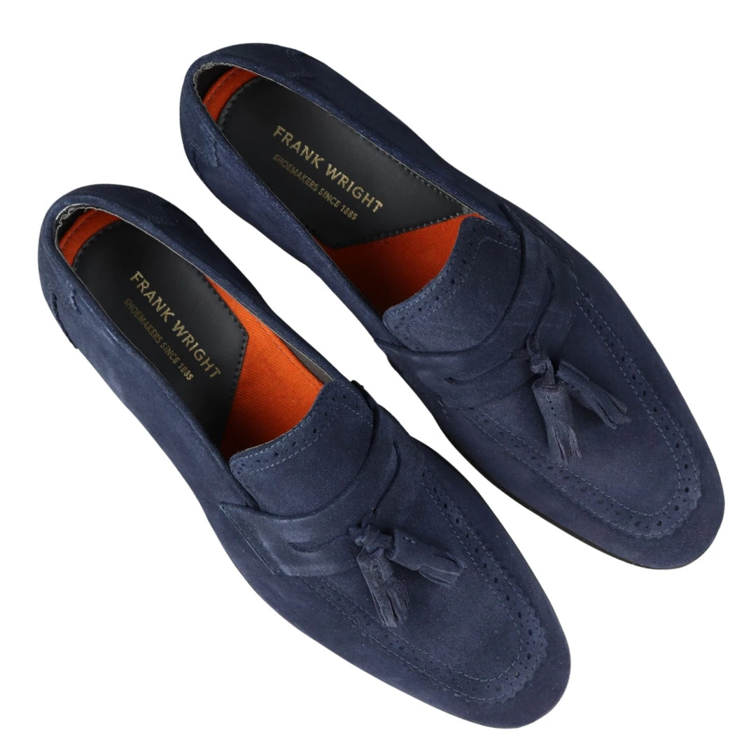 Mocassins pour homme cuir véritable bleu marine ou marron clair avec pampilles style loafer classique décontracté