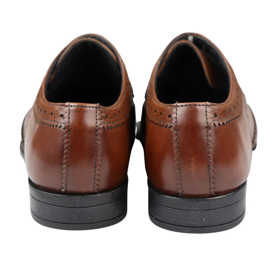 Chaussures de type brogues pour homme style habillé classique en cuir véritable noir ou marron