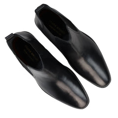 Mens Black Slip On Chelsea Boots Real Leather Smart Casual