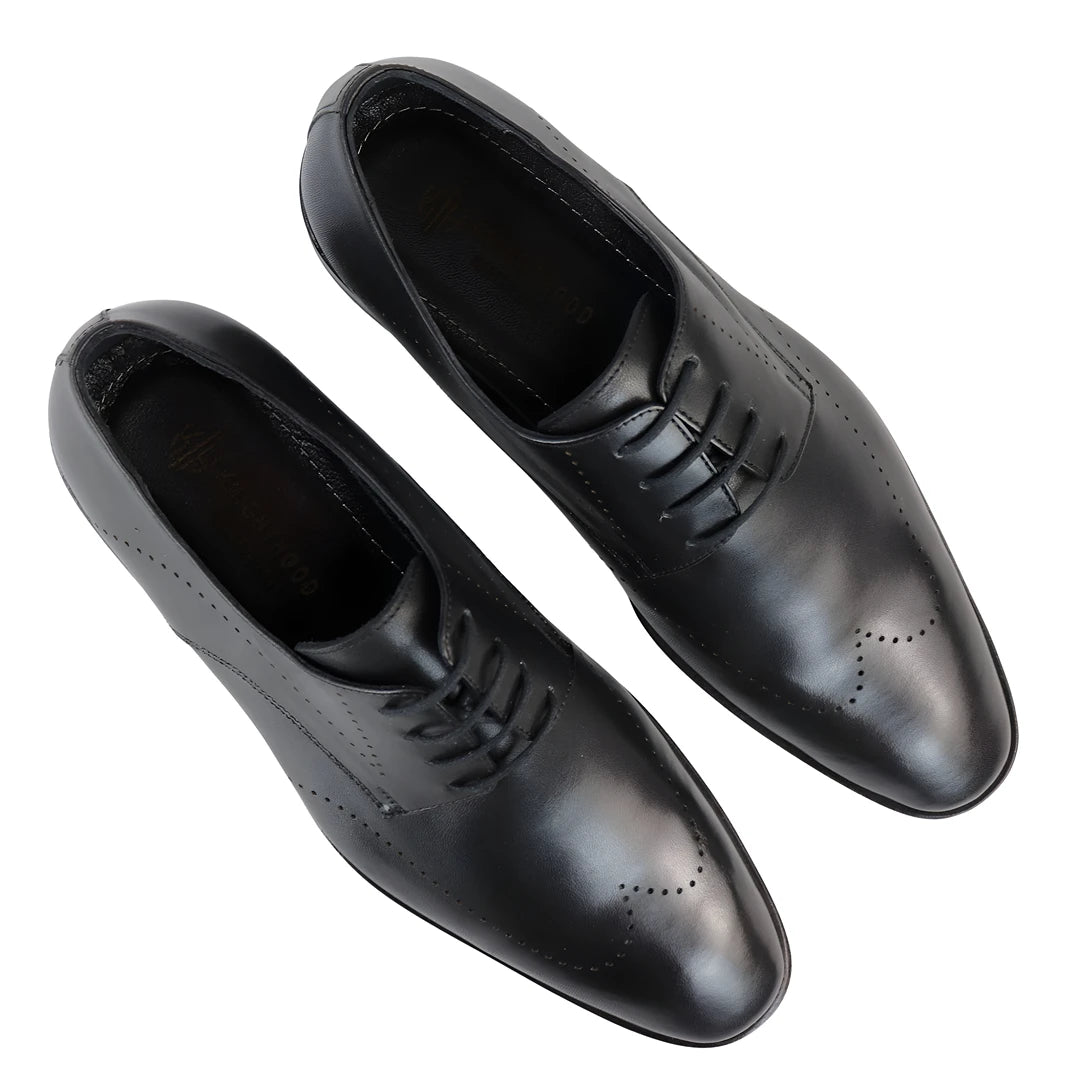 Chaussures Derby pour homme style brogues en cuir véritable noir mat chic habillé