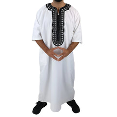 Men's Thobe Jubba Islamic Clothing Kaftan Half Short Sleeve Robe