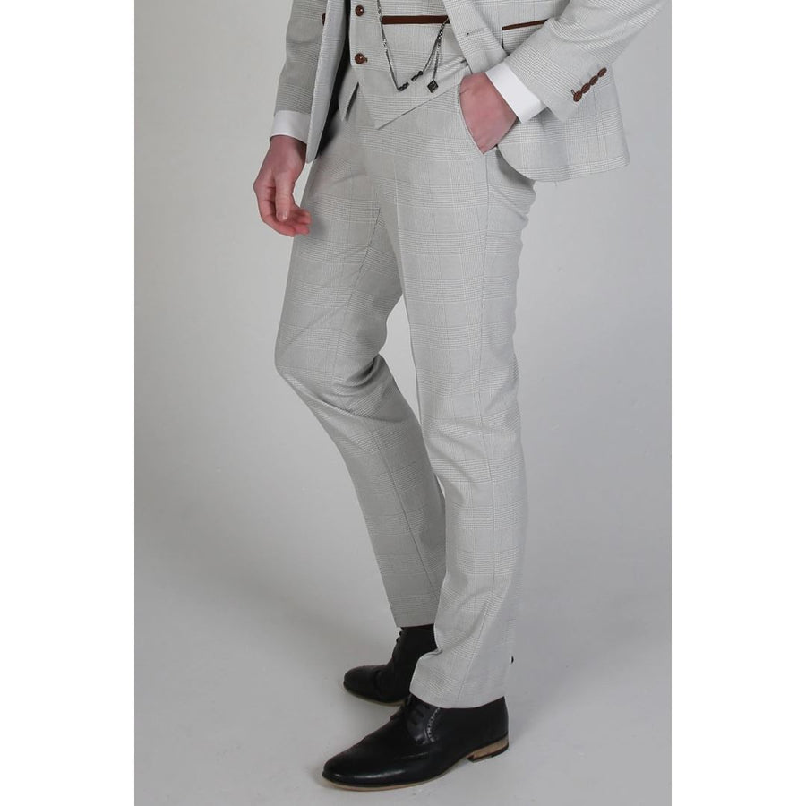 Mark - Men's Beige Check Trouser-TruClothing