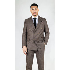 STZ92 - Men's Brown Double Breasted 2 Piece Suit