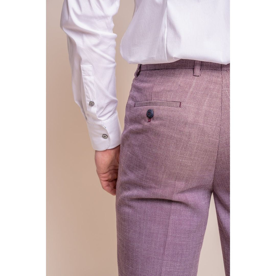 Miami - Men's Pink Crosshatch Summer Trousers