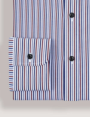 Maroon und Weiß Gestreiftes Hemd für Herren - Baumwolle, Smart Casual Stil - Brian Oak - 5