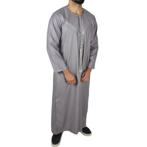 Men's Thobe Jubba String Tassel Emirati Omani Kaftan-TruClothing