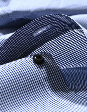Men's Royal Blue Mini Check Shirt - Brian Oak - 5