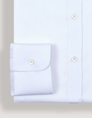 Men's Self Textured White Smart Fit Dress Shirt - Brian Oak - 5