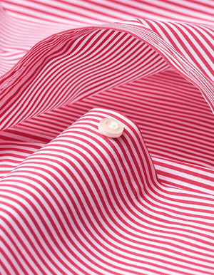 Men's Red Striped Shirt with Contrast Collar | Stylish Cotton Casual Wear - Brian Oak - 5
