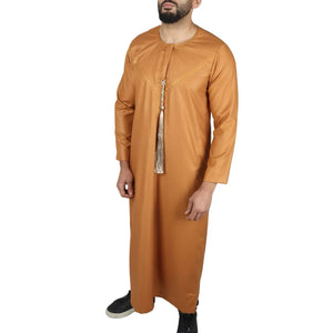 Men's Thobe Jubba String Tassel Emirati Omani Kaftan-TruClothing