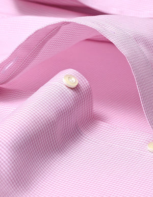 Chemise à carreaux col et poignets contrastés rose homme - Brian Oak - 5