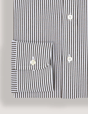 Men's Brown & White Striped Formal Shirt - Brian Oak - 5