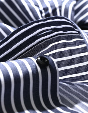 Marineblau gestreiftes Baumwollhemd Herren - Brian Oak - 5
