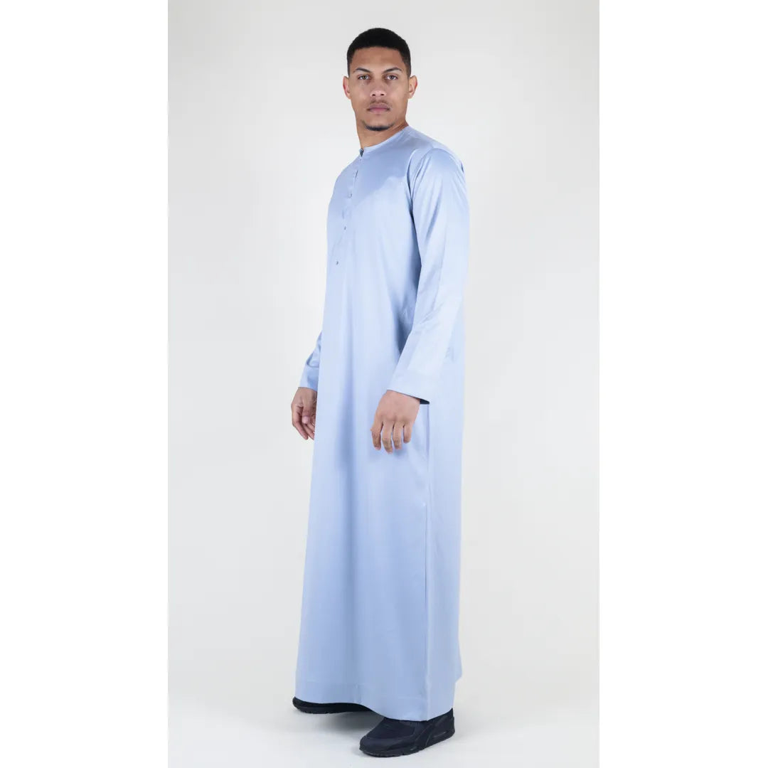 Thobe pour homme dishdasha Jubba tenue islamique tunique des Emirats Oman Kaftan satiné musulman