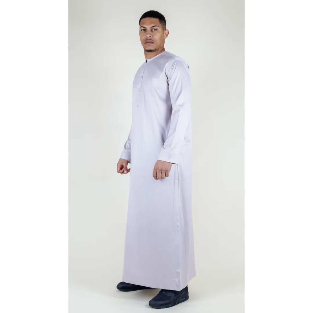 Herren Thobe Jubba Islamische Kleidung Muslim Kaftan Emirati Omani Satin Robe