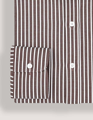 Chemise marron rayée ajustée homme coton - Brian Oak - 5