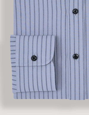 Herren Hemd Grau mit Marineblau Streifen Baumwolle - Brian Oak - 5