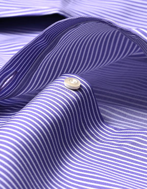 Men's Violet Stripe Shirt with Contrast Collar - Brian Oak - 5