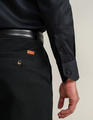 Men's Easy Care Designer Black Satin Shirt
