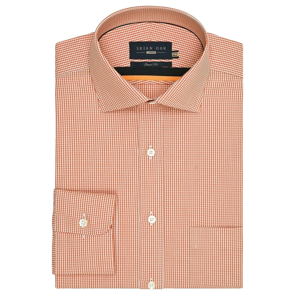 Men's Orange And White Checkered Shirt - Brian Oak - 1