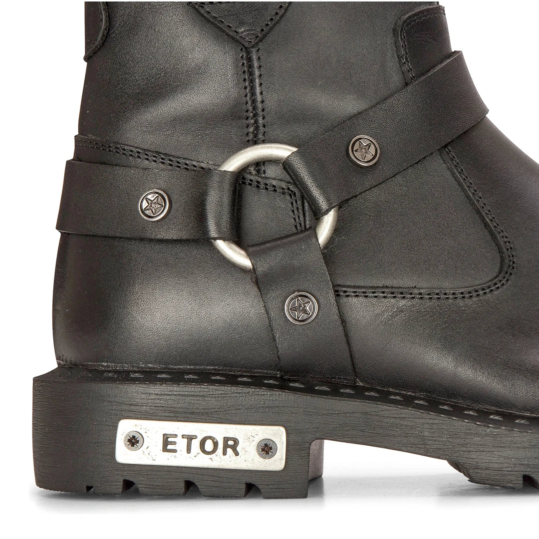 Boots bottines pour homme style biker western punk rock bout en métal cuir noir