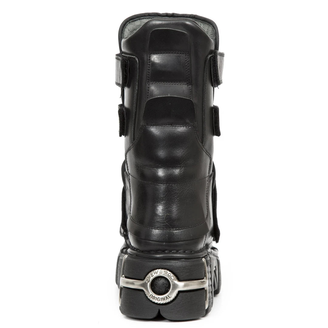 New Rock Boots M-422-S1 Unisex Metallic Black Leather Platform Gothic Boots