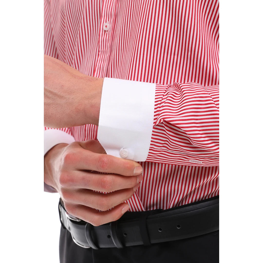 Men's Button Down Stripe Dress Shirt Formal Classic Collar
