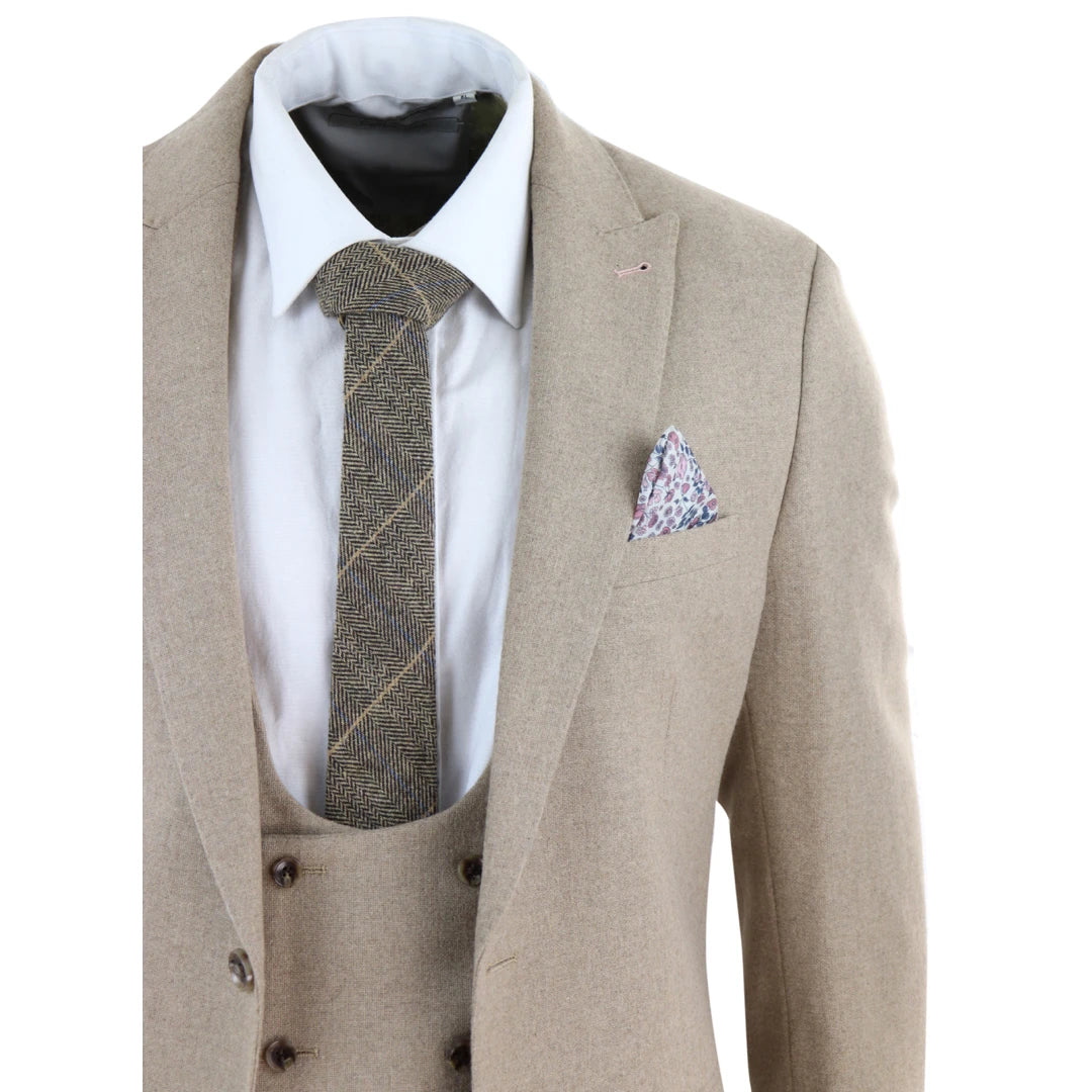 Acrylic Blend Tweed Suiting - Beige/Off-White/Earthy Brown