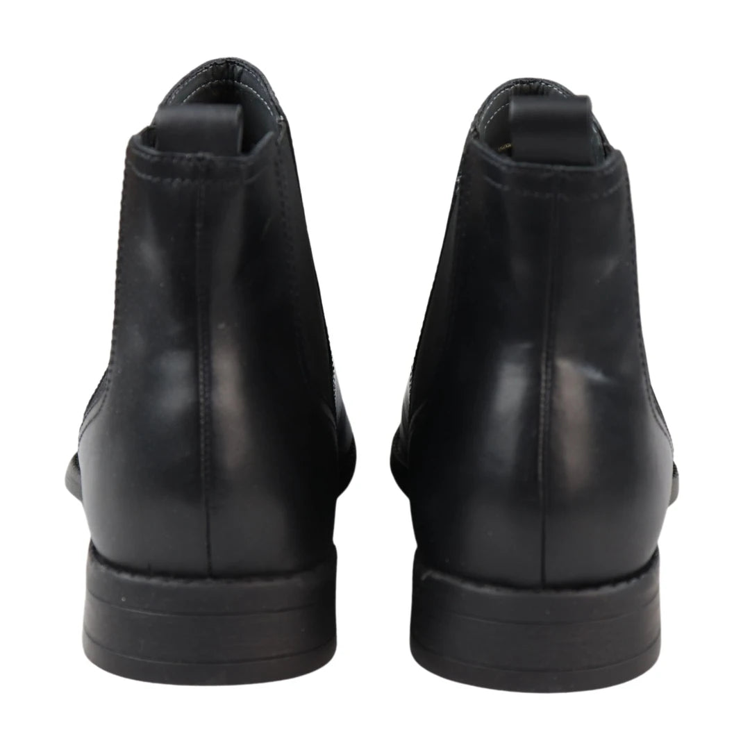 Mens Black Slip On Chelsea Boots Real Leather Smart Casual