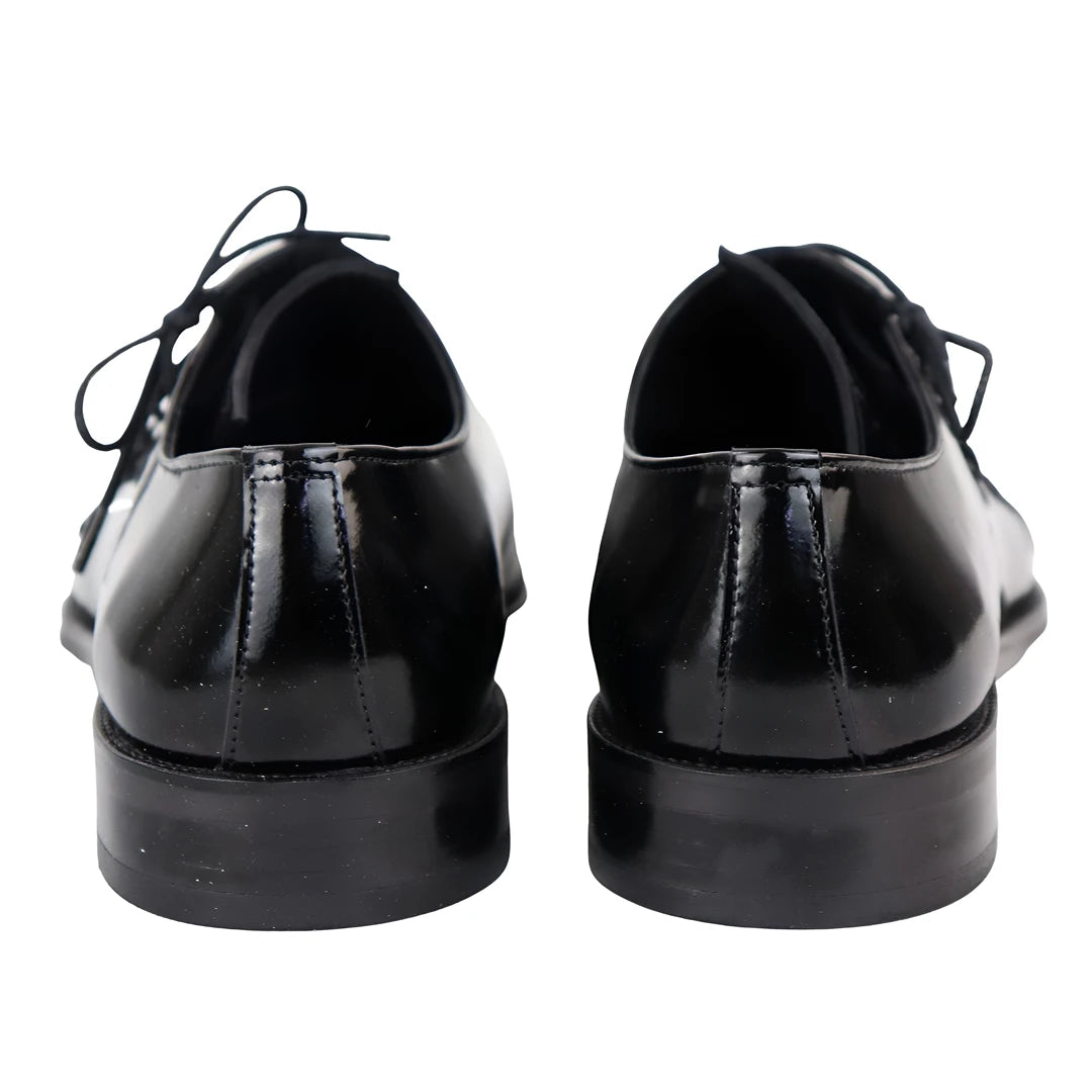 Men's Patent Leather Derby Shoes Angled Laces