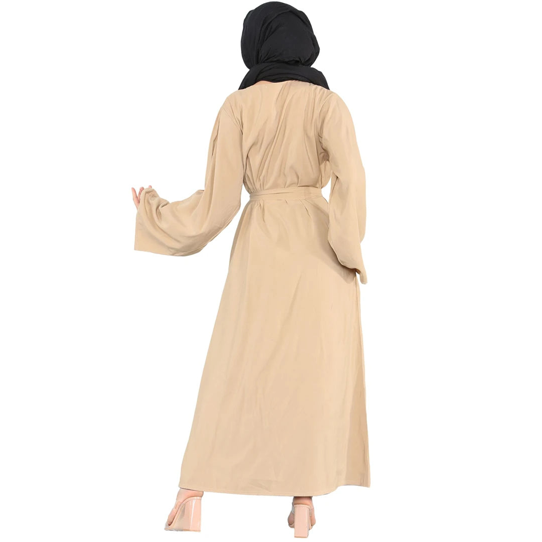 Abaya lisa con cinturón ideal para el verano en estilo Jilbab inspirado en la modestia de Dubai y Arabia Saudita para mujer