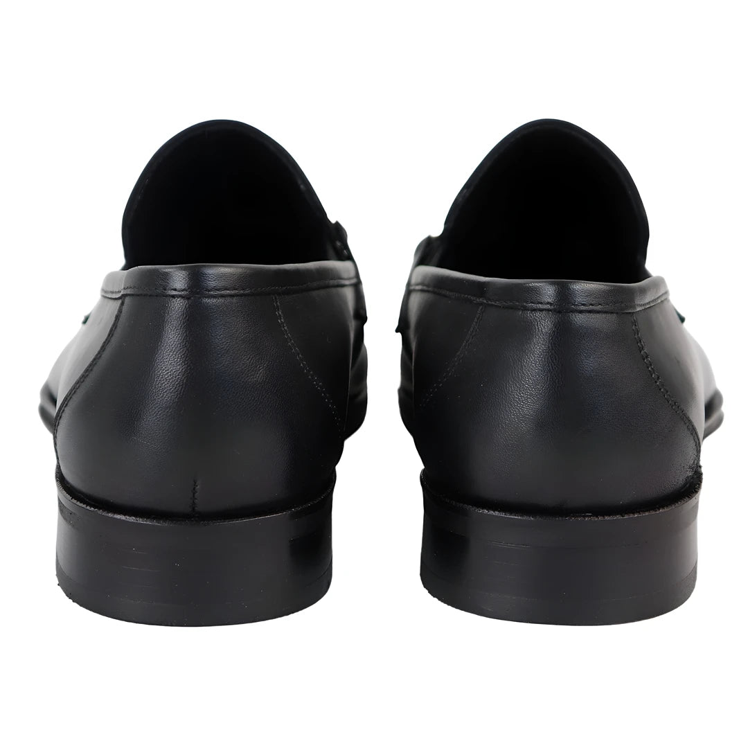 Classic de cuero completo para hombres zapatos de mocasín negro de cuero completo