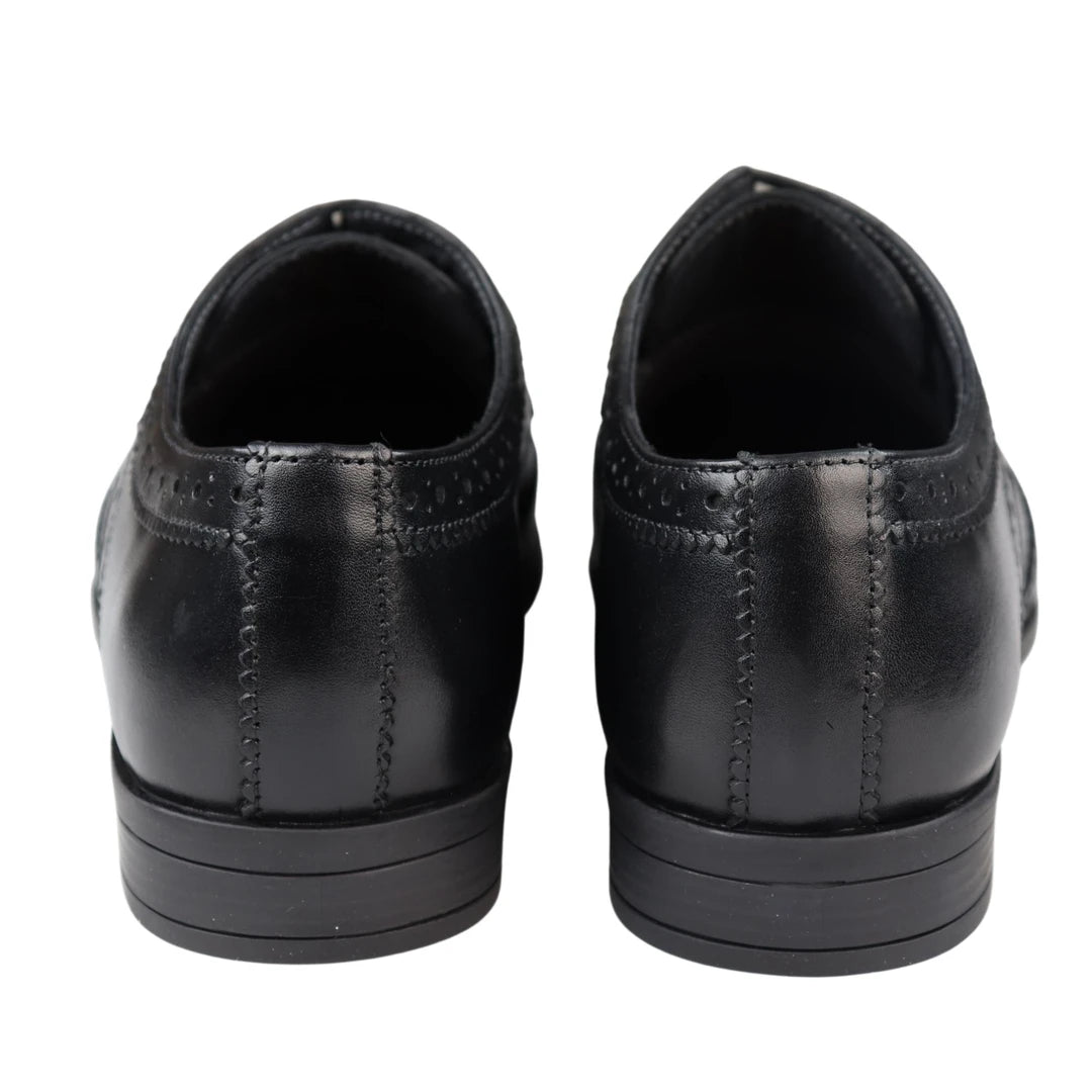 Chaussures de type brogues pour homme style habillé classique en cuir véritable noir ou marron