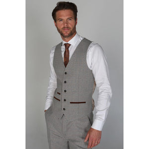 Ralph - Men's Cream Tweed Waistcoat-TruClothing